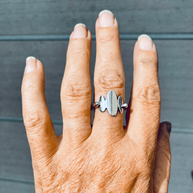 Bague jonc 3 galets en argent