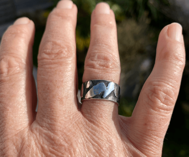 Bague anneau Galets noirs