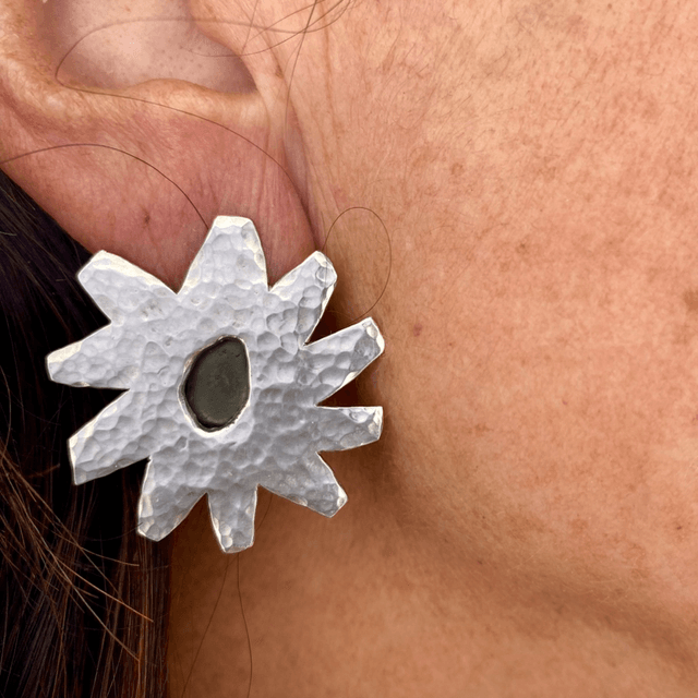 Boucles d’oreille Etoiles de mer Astéride et galets de verre