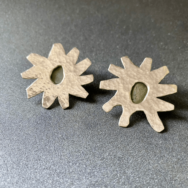 Boucles d’oreille Etoiles de mer Astéride et galets de verre