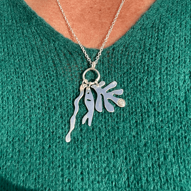 Collier pendentif Algues et poisson