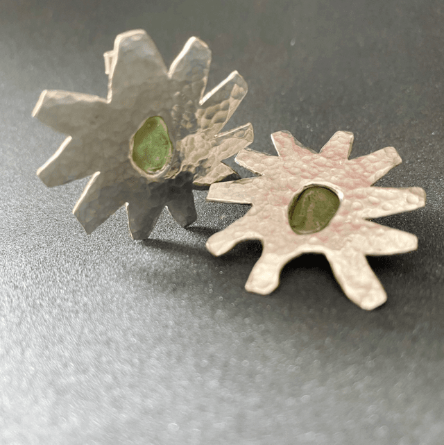 Boucles d’oreille Etoiles de mer Astéride et galets de verre